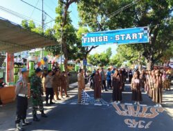 Personel Polsek Bayan Laksanakan Pengamanan Gerak Jalan Tingkat SMP se-Kecamatan Bayan