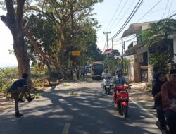 Polsek Pemenang Laksanakan Pengamanan Jalur Penebangan Pohon dan Gotong Royong Bersama Masyarakat